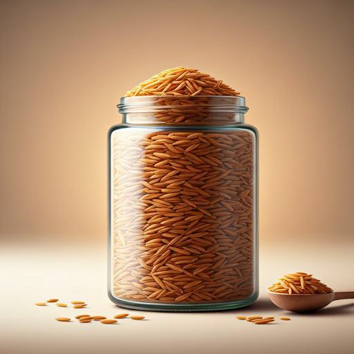 Full Bran Steamed rice in a glass jar