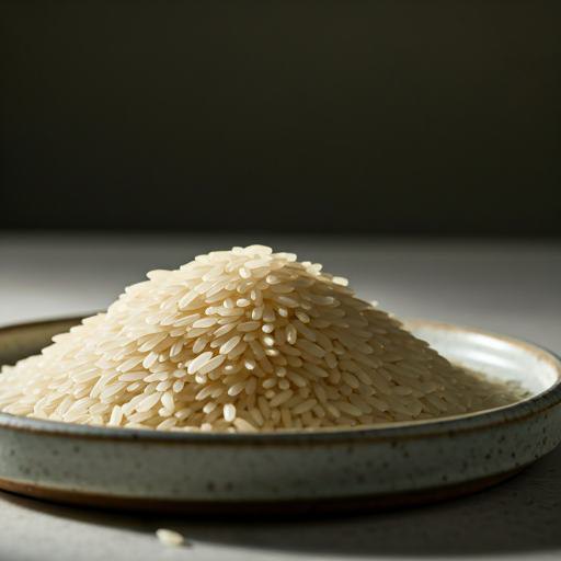 Raw Heritage rice on a ceramic plate